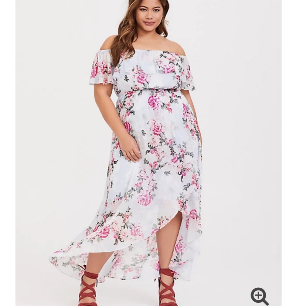 Torrid Blue Floral Chiffon Hi-Lo Maxi Dress Size 2